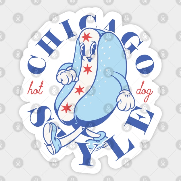 Chicago Style Hot Dog Flag | Glizzy Traditional Specific Signature Food Famous No Ketchup Chicago Flag Dog | Chicago Illinois State South Side South Suburbs Depression Sandwich Anthropomorphic Mascot Sticker by anycolordesigns